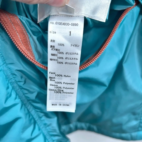 Moussy Reversilbe Mountain Parka Jacket Blue Brown Teddy Hooded Oversized - Picture 12 of 15